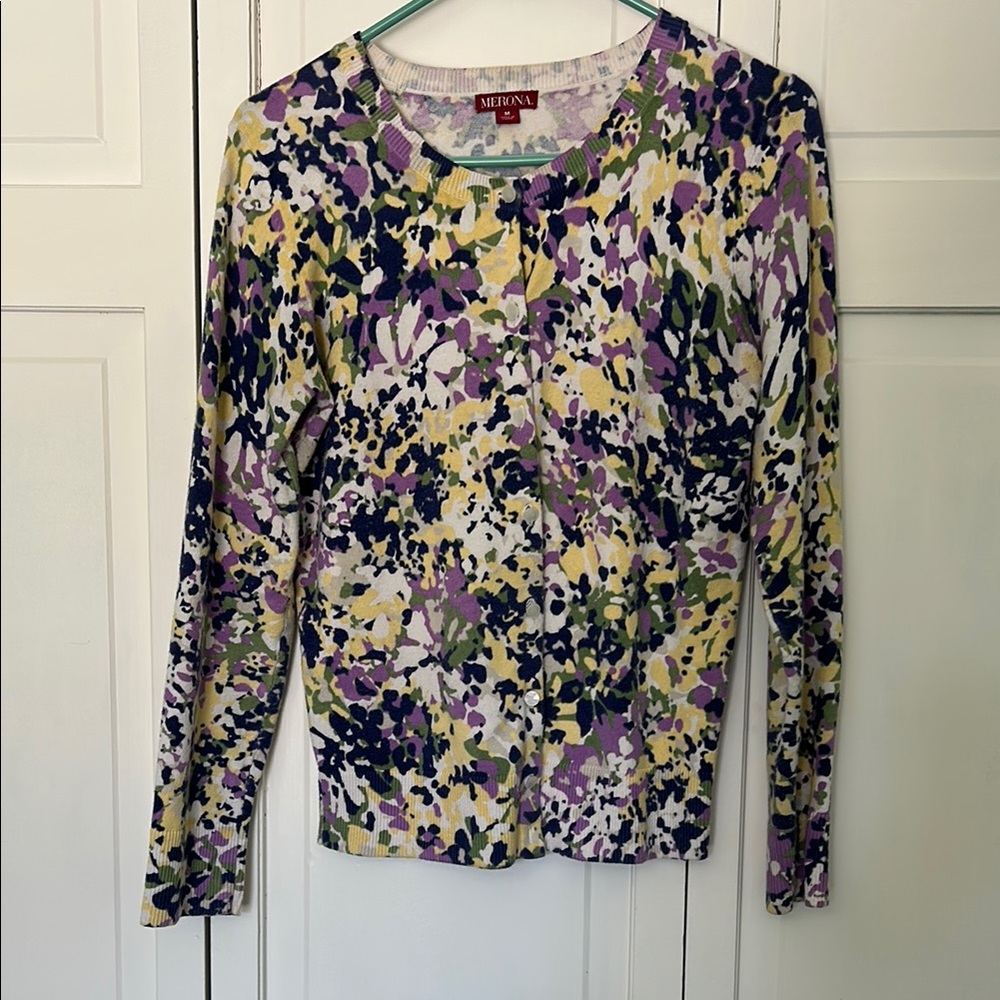 Merona Floral Long Sleeve Graphic Medium Sweater